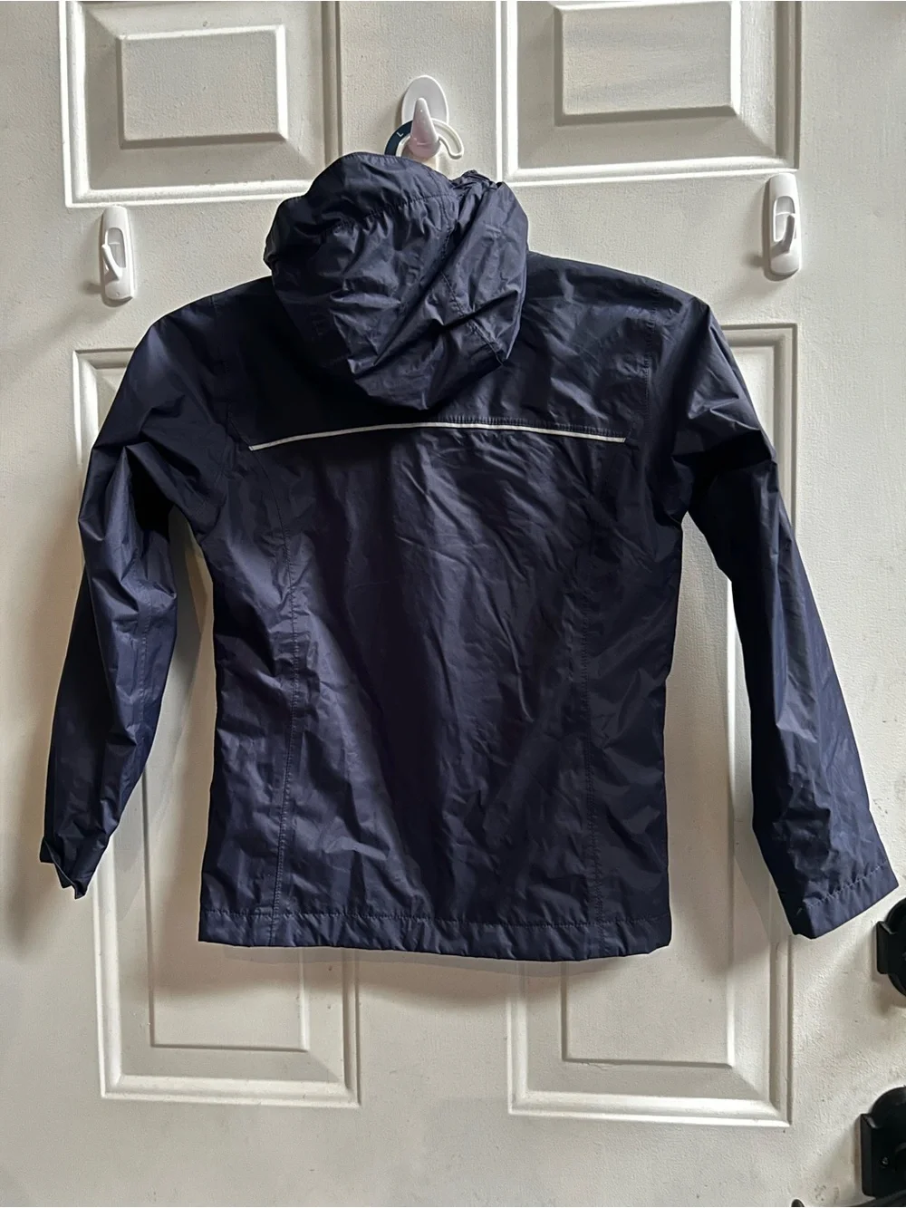Columbia girls  Navy Waterproof Rain Jacket with Pink Mesh Lining w/ hoodie Sz S